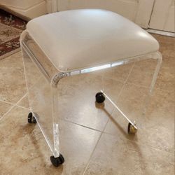 Vanity Stool w/wheels  Thick LUCITE