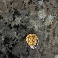 Vintage LEU Blue and White Enamel Pin 