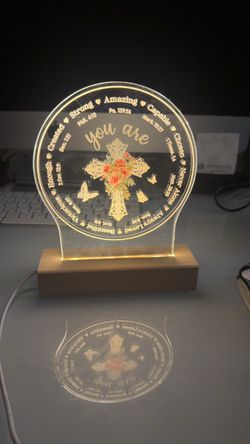 Christian Bible Verse Acrylic Night Light / LED Cross Lamp