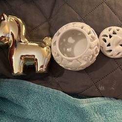 1 Silver Unicorn, 1 White Trinket Bowl