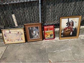 Native Indian framed glass pictures