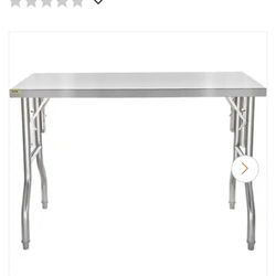 Silver Stainless Steel Table 48 x 30 in. Heavy-duty Folding Table with 220 lb. Load Kitchen Utility Table for Restaurant

