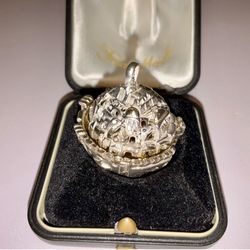 Vintage Frank Meisler Israel Jerusalem Pendant Box Locket With Original Case