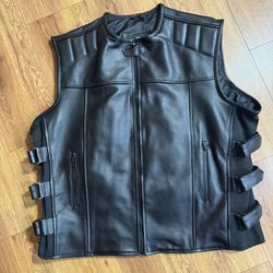 Men’s SWAT tactical style motorcycle biker Leather Vest