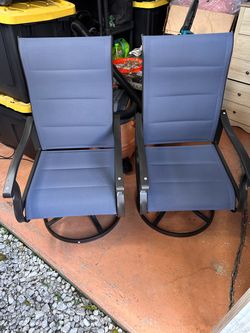 NEW Sophia & William Swivel Patio Dining Chairs Set of 2, Blue Textilene Fabric | High back outdoor