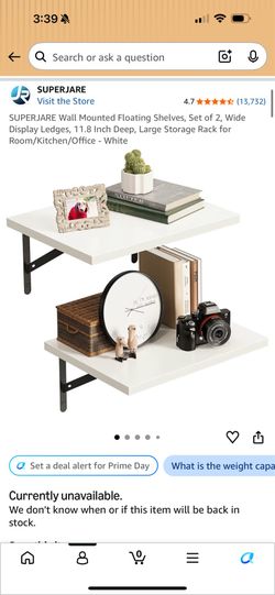 Floating Wall Shelves – Set of 2 | White | 15.7” x 11.8” | Used Good Condition