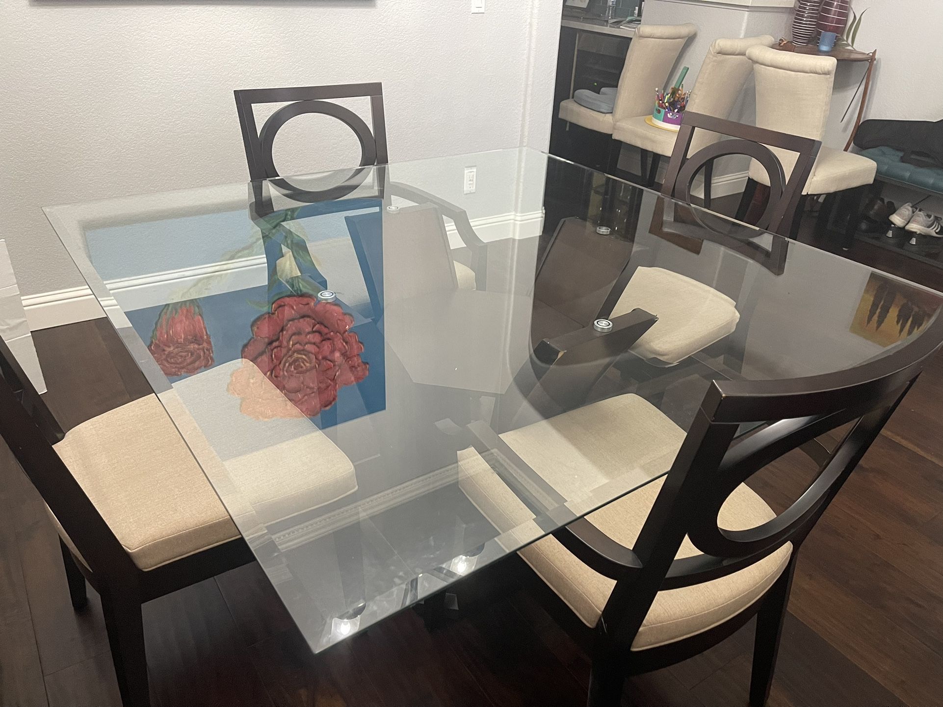 Glass Dining Table With 4 Chairs 