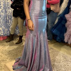 Iridescent color formal gown 