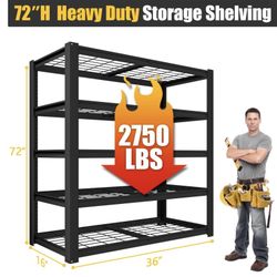 PrimeZone Heavy Duty Garage Shelving 5 Tier Heavy Duty Storage Shelves Adjustable Industrial Metal W