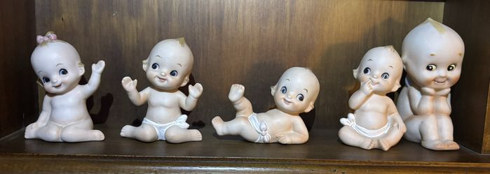 Set Of 5 Lefton Bisque Kewpie Piano Babies 3 1/4" JAPAN