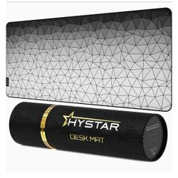 Hystar® Extended Gaming Mouse Pad | XXXL 45" x 20" | 5mm Thick, Waterproof Surface, Smooth Polyester Fabric, and Natural Rubber Base | Poly White