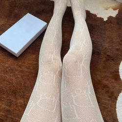 Dior big D letter fishnet stockings pantyhose (with logo on waistband)