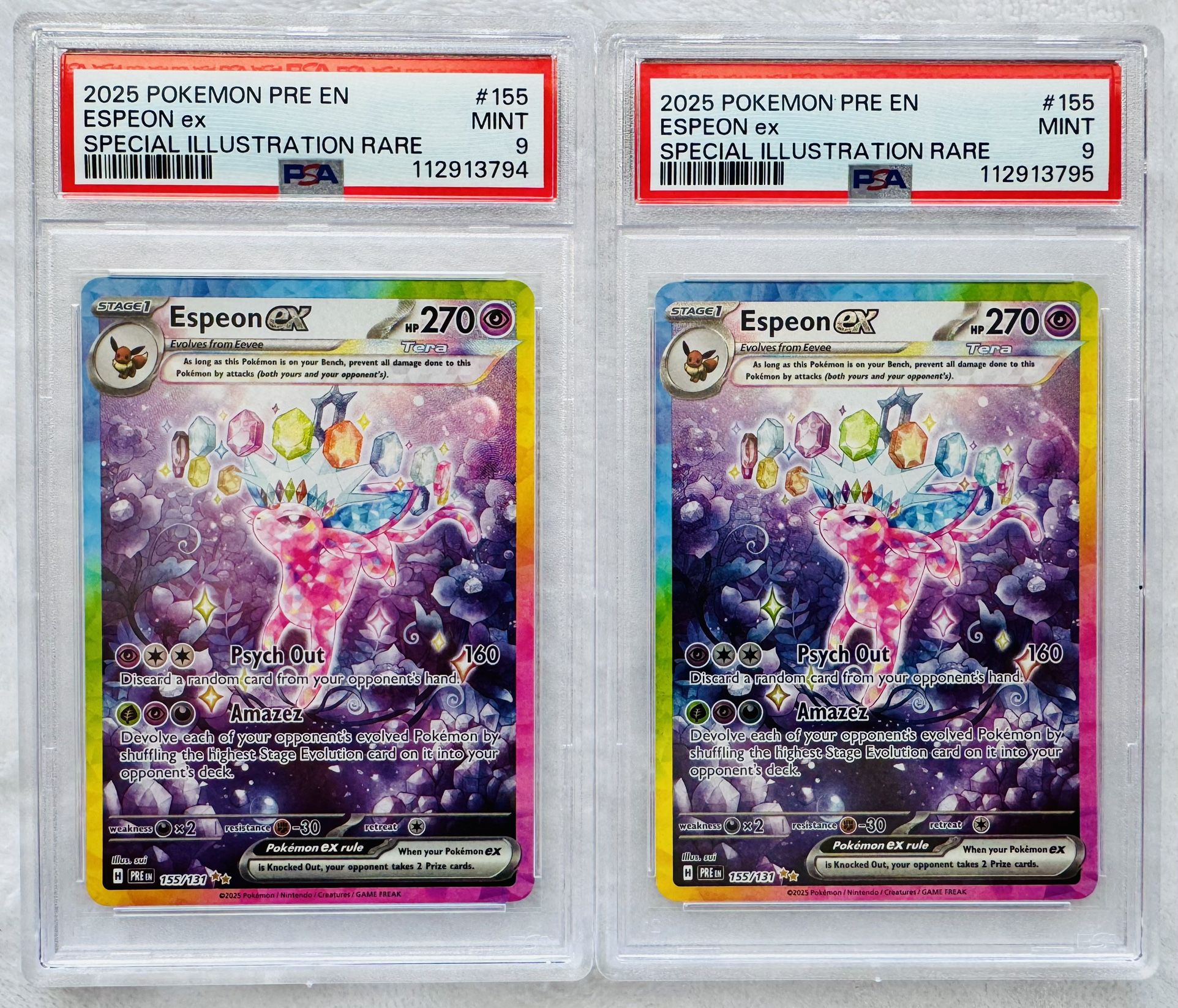 Espeon ex SIR - 2025 Pokemon Prismatic Evolutions - PSA 9 Mint [2x Available]