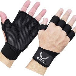 Exercise Gloves for Workout Fingerless Gloves Weight Lifting Gloves with Built-in Wrist Wraps
