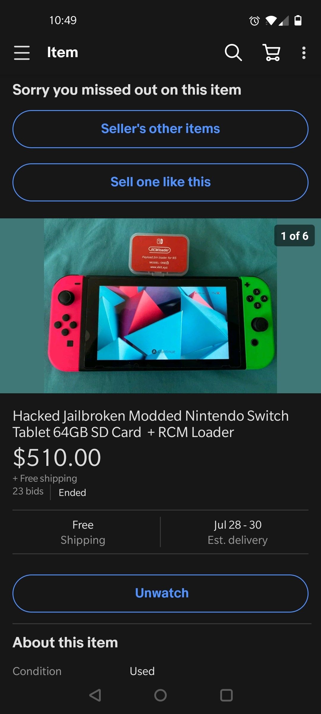 Hacked modded Nintendo Switch with rcm loader and 128gb SD card