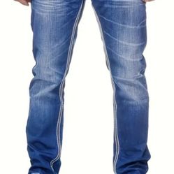 Men’s Comfortable Solid Denim Casual Trousers