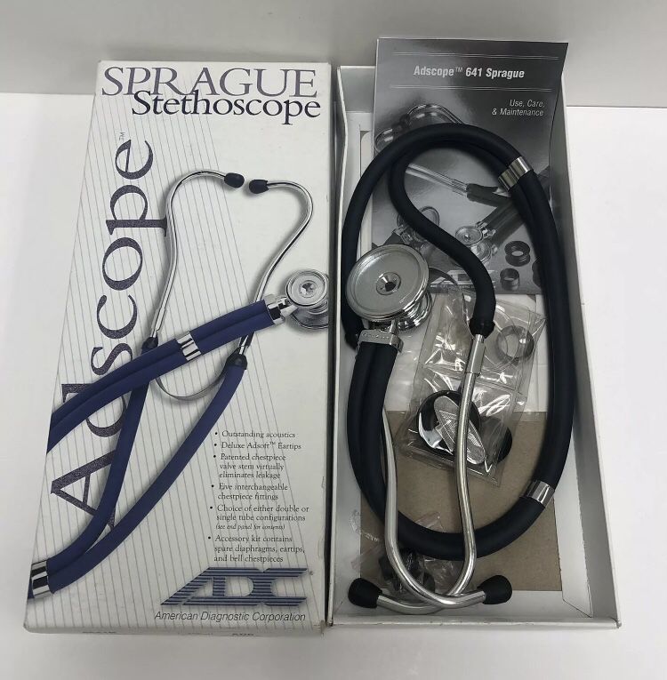 Sprague Stethoscope American Diagnostic Corp Black Adscope-NEW