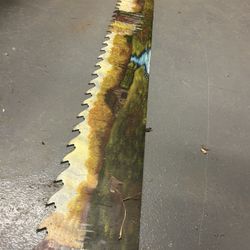 hand-painted crosscut saw blade
