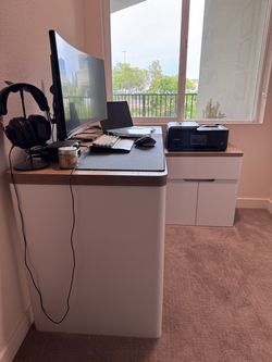 55.12" L-Shaped Modular Writing Desk with Storage Cabinet