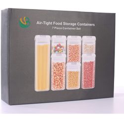 Airtight Food Storage Container Set - 7 Piece Set Clear Plastic Canisters For Cereal, Flour with Easy Lock Lids, for Kitchen Pantry Organization and S