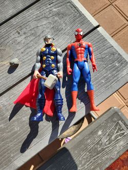 Marvel Spider man and Thor 12 inch figures poseable great shape 