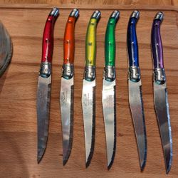 Set Of Clear Rainbow Laguiole Inox France Steak Knives