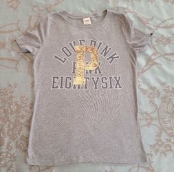 Victoria's Secret PINK Bling Short Sleeve Tee Shirt Gray Size XS