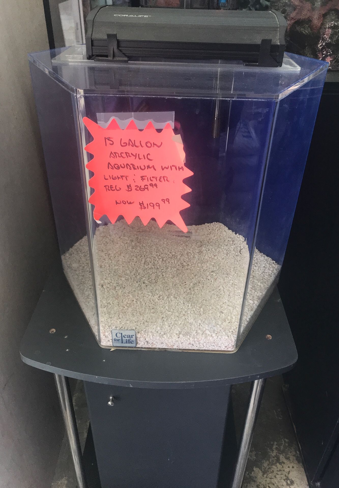 Clear for life 15 gallon hexagon acrylic aquarium
