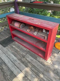 Red dresser shelf