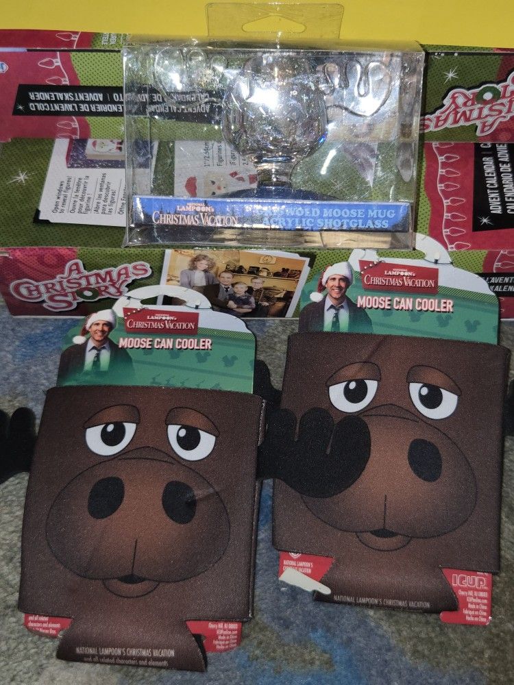 National Lampoon Christmas Vacation Moose Koozies & Acrylic Shot Glass Combo Set