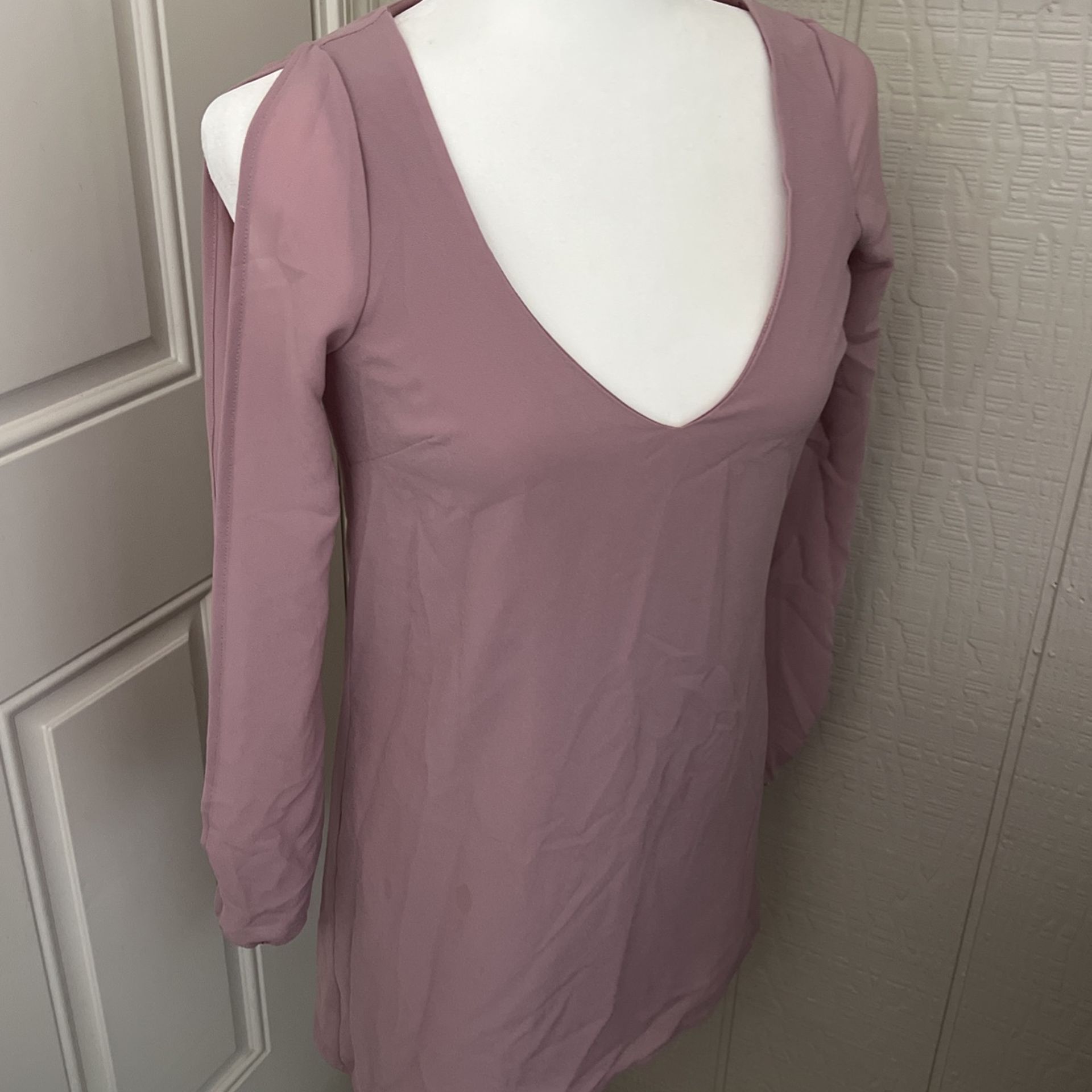 Pale Pink Mini Dress Split Sleeve