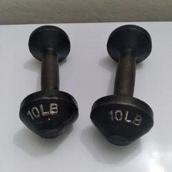 Pair Of 10 Lbs.  Vintage Dumbbells 