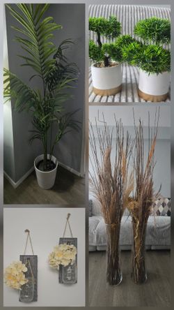 Home Décor Bundle – Artificial Plants, Floor Vases & Wall Décor