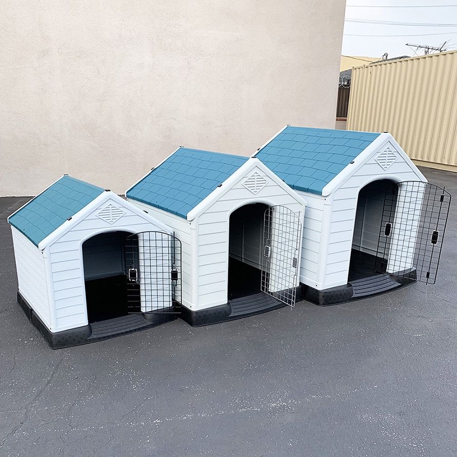 (Brand New) Plastic dog house w/ lock door (medium $80, large $115, x-large $160) all weather cage kennel