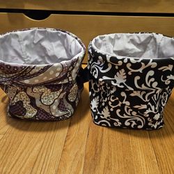 Lot of 2 Thirty-One Mini Utility Bins Purple & Grey Patchwork Paisley & Black & White Parisian Pop