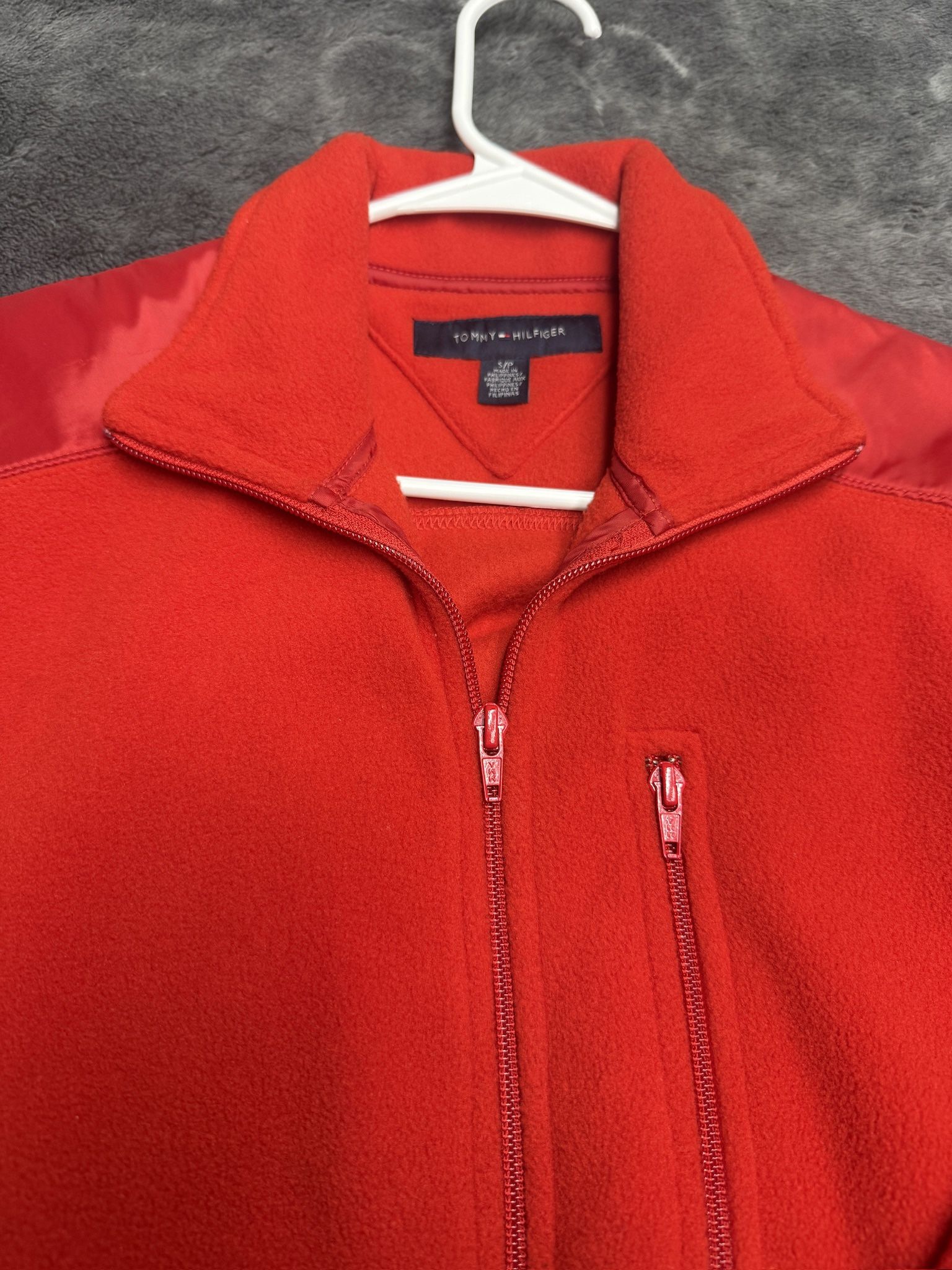 Tommy Hilfiger Red full zip fleece jacket in men’s small.  #fleecejacket