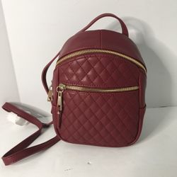 New Women’s Time And Tru Red Mini Convertible Backpack / Crossbody Bag