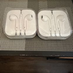 Old Wired Apple Headphones With The Metal Piece. For Apple Phones Not The New Type