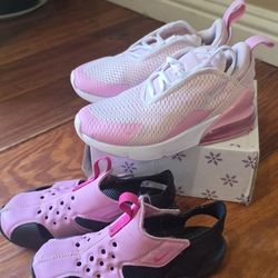 Nike AieMax 270 Girl Size 12C and Nike Pink Sandals 