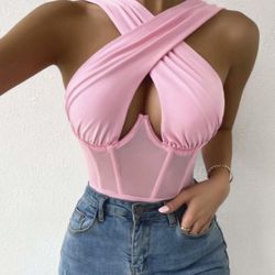 Pink Bodysuit With Underwire Detailing