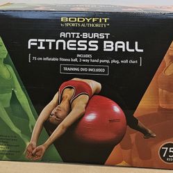 Bodyfit 75 CM Red/ Ant-Burst Fitness Exercise Balance Ball With Hand Pump / DVD 