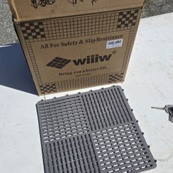 18 Pack Interlocking Drainage Tiles Double Non-Slip Tiles Mat with Drain Holes for Pool, Bathroom, Shower, Pantry, Patio, Boat, Pet Area, 12"×12" 