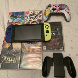 Nintendo Switch With Good Games And Controllers