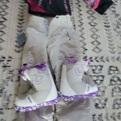 Girls Ski Or Snowboard Jacket  Pants and Snowboarding Boots