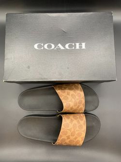 COACH TAN SIG SLIDES #34493