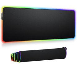 RGB Gaming Mouse Pad - Large Extended 13 Lighting Mode LED Soft Mouse Pad, Non-Slip Rubber Base, Waterproof, Computer Keyboard Mousepad Mat XL for Pro