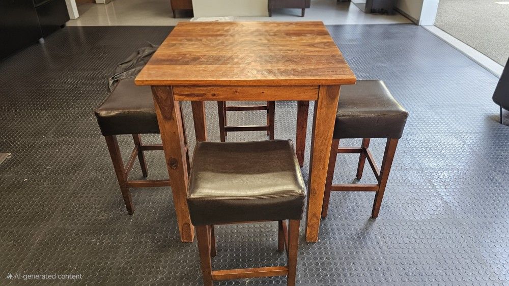 Bar Table And Chairs Wood Set