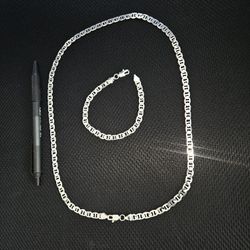 Sterling Silver Plated Chain 24" With 8" Bracelet Meet By 89122