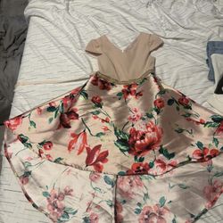 Rare Editions: Beautiful Hi/low Dress, Flowered Art, Rayon Fabric Size 5