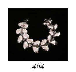 7" Handcrafted 3-D Sterling Silver Puffy Tulip Link Bracelet w Hook Clasp